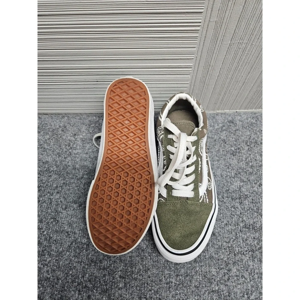 Vans Old Skool Boys 6Y Green White Suede Skate Sneaker Lace‎ Up Retro Shoes